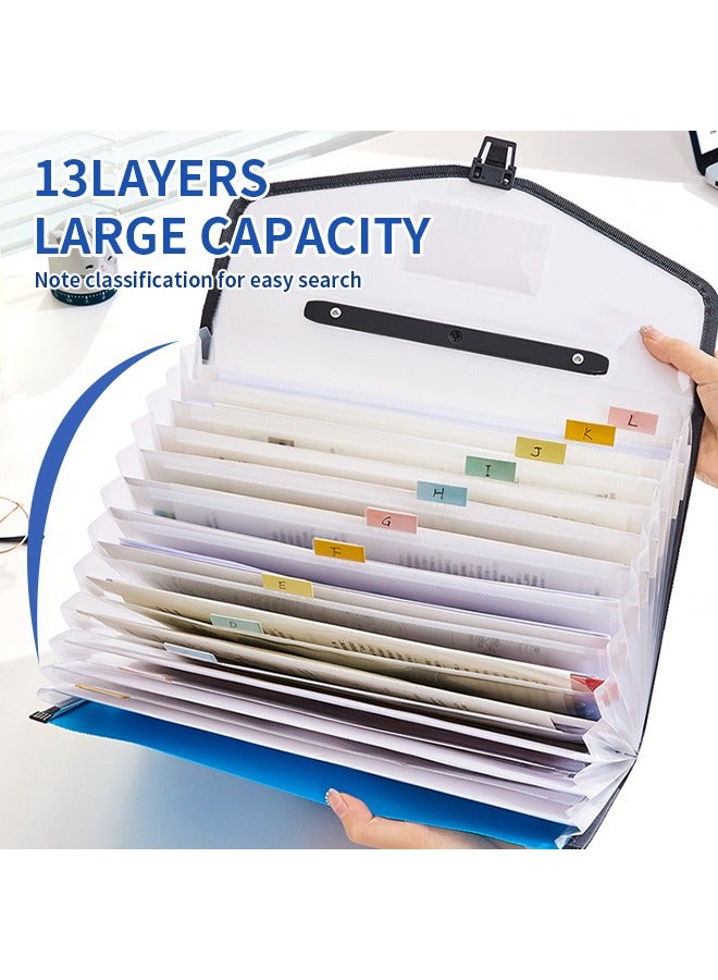Generic Expandable Folder A4 Paper Storage Accordion Bag With Handle Snap on Handbag Office Accessories File Organizer For School Office Home 33cmx24cm  - Image 3