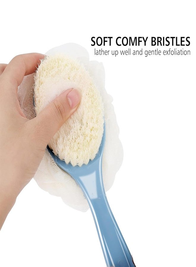Red Champion Combo Pack 3-in-1 Long Handle Bath Brush with Pumice Stone, Soft Bristle Scrubber & Loofah | Back Scrubber for Exfoliating, Deep Cleaning & Spa-Like Shower Experience - Image 3