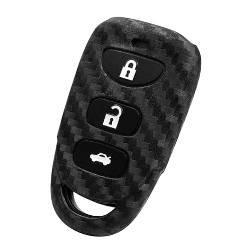 WORCAS Key Fob Case Carbon Fiber Pattern Silicone Cover Compatible with Hyundai Accent Elantra Elantra GT Elantra Touring Santa FE Tucson Genesis Sonata Veloster 2 3 4 Button Keyless Entry Remote - Image 1