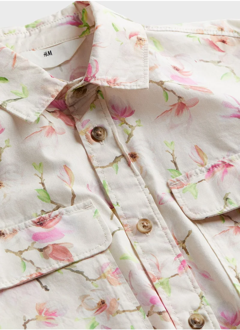 H&M Kids Floral Print Pocket Detail Shirt