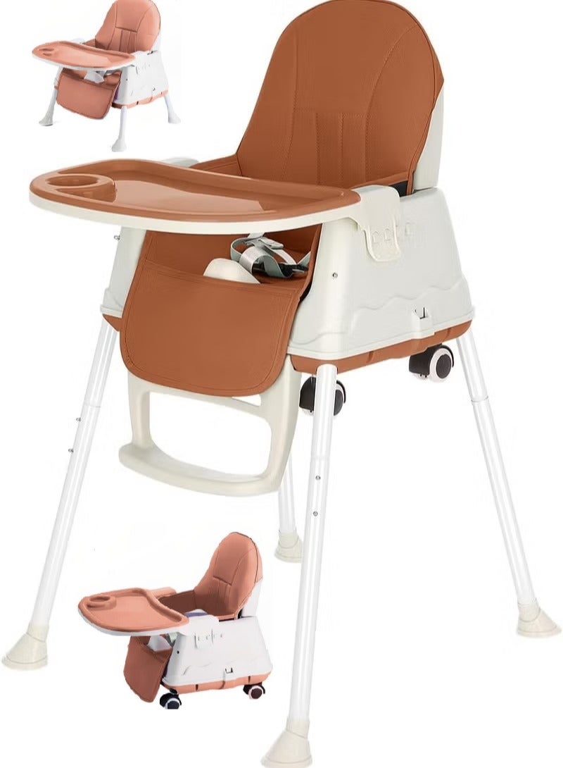 PRIMO PLUS 7 in 1 Baby and Toddler Dining Chair Adjustable Convertible Eating Chair with Detachable Double Tray, Five-Point Strap and Footrest - Image 1