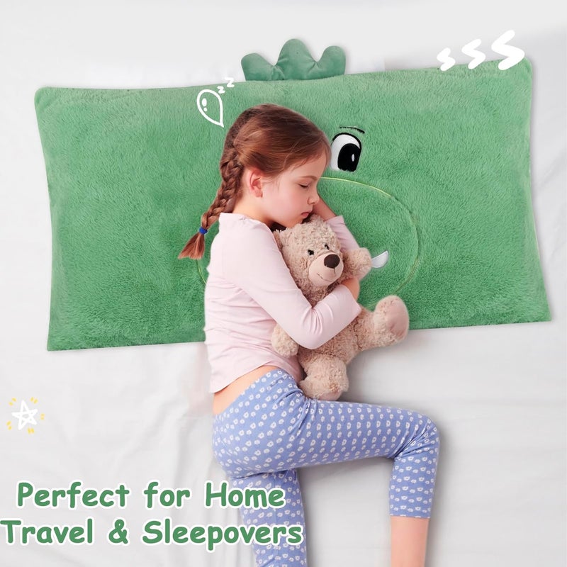 ChezMax Dinosaur Pillowcase For Kids Toddlers - 20"x30", Animal-themed Soft Pillow Case for Bedding, Lightweight Standard Size Fit Bed Pillow, Breathable Plush Fun Room Bedroom Decor, Comforter For Boys Girls - Image 5