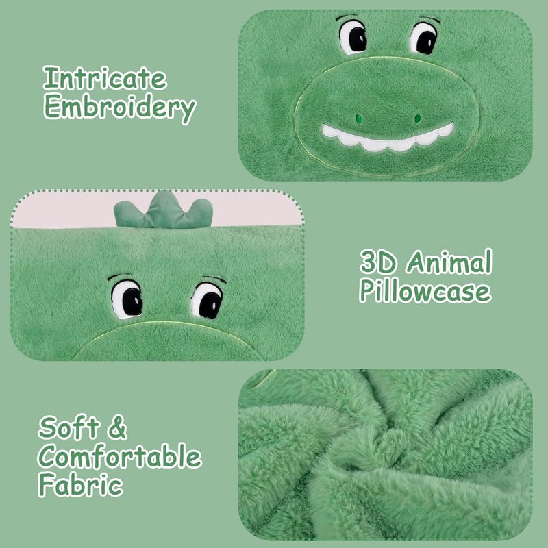 ChezMax Dinosaur Pillowcase For Kids Toddlers - 20"x30", Animal-themed Soft Pillow Case for Bedding, Lightweight Standard Size Fit Bed Pillow, Breathable Plush Fun Room Bedroom Decor, Comforter For Boys Girls - Image 3