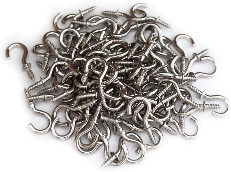 IDEALSV 50 Pcs (304) Stainless Steel Screw Ceiling Hooks 5/8 Inch Small Cup Hook Screw-in Light Hooks Outdoor and Indoor Hanging - Image 4