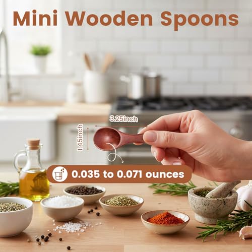 HANSGO 10PCS Small Wooden Spoons, 3.25 Inch Wooden Teaspoons, Cute Little Spoons for Spices, Bath Salt, Grains, Sugar, Coffee, Powder, Dessert, Loose-leaf Tea, Best Gifts, Sturdy & Lightweight - Image 2