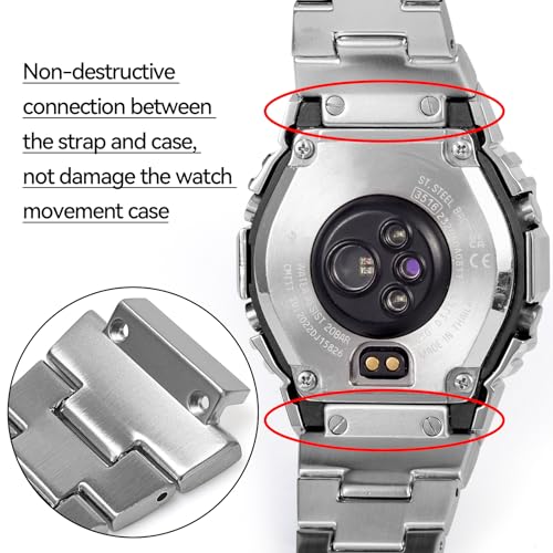 Korlexchi MOD Kit Metal Watchband and Watch Case Compatible with Casio For G-SHOCK Men's DW-H5600 316 Stainless Steel Bracelet Band Strap and Bezel (DW-H5600, Silver Set) - Image 4