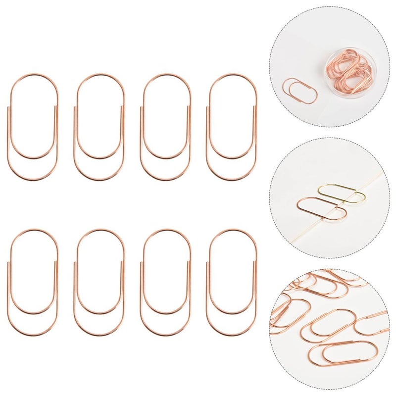 Rose Gold Metal Paper Clips 50mm 20pcs Curved Design Bookmarks for Office School Notes - Image 5