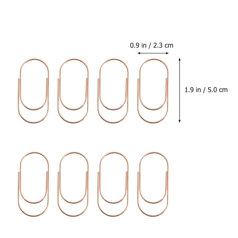Rose Gold Metal Paper Clips 50mm 20pcs Curved Design Bookmarks for Office School Notes - Image 3