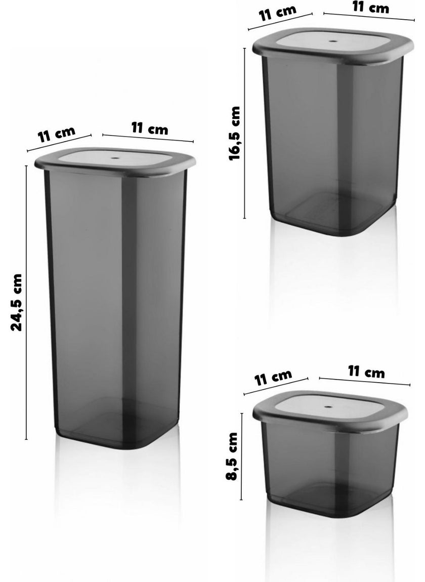 Nandy Home Labeled 18-Piece Anthracite Economical Unbreakable Storage Container Set X6 - 1.75/1.2/0.5 Lt  - Image 2