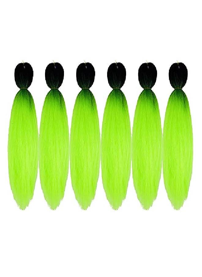 Phoenixfly - Pre Stretched Braiding Hair 26” 6 Packs Braid Professal Yaki Synthetic Hair For Fiber Corchet Braids Women Twist Crochet Braids (Black To Neon Green) - Image 1