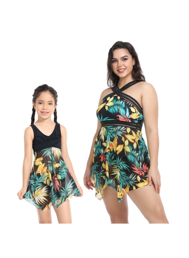 Loquat Mother And Daughter Hot Spring Plus Size Split Swimsuit Women 2024 And Parent-child Increase Swimsuit Wholesale-Color:yellow Leaves- - Image 4