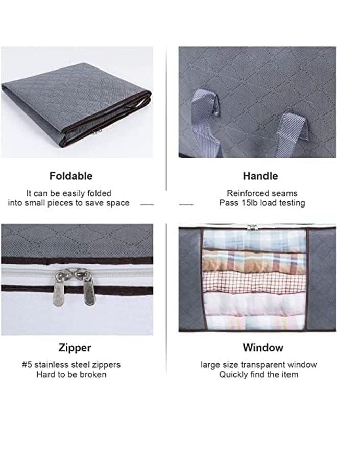 Beauenty 5 large storage bags, clothes storage box, foldable closet organizer storage container with durable handle, thick fabric, suitable for blankets quilts clothes bedding 90L.  - Image 4
