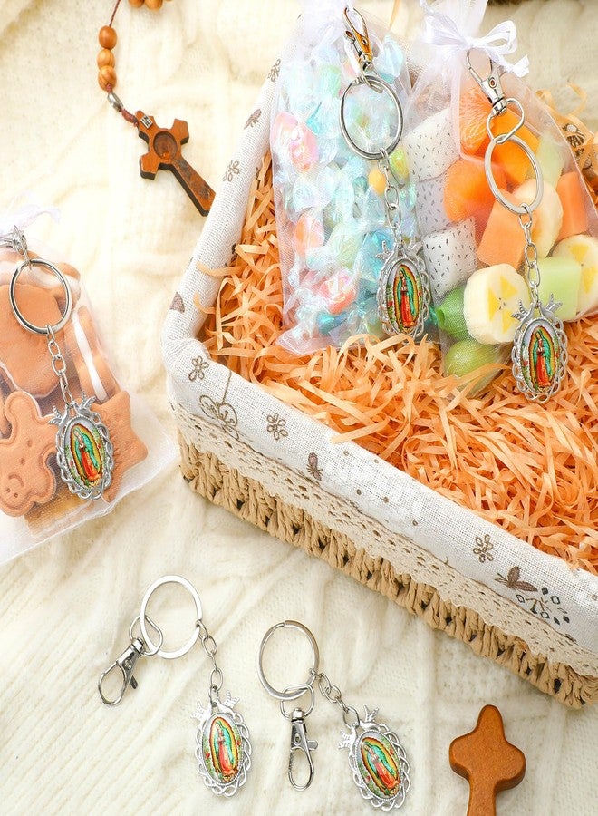 Landical 12 Pcs Our Lady of Guadalupe Keychains Baptism Favors for Guests First Communion Gift Virgen De Guadalupe Llaveros with Organza Gift Bags Religious Catholic Keychain Recuerdos De Bautizo Christening - Image 5