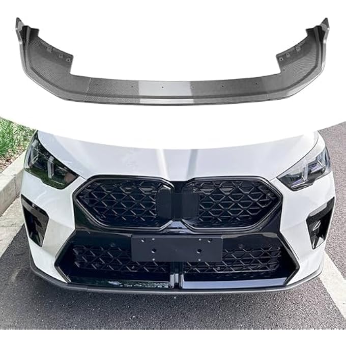 FINMOKAL Carbon Fiber Look Front Bumper Spoiler Lip Splitter Body Kit Compatible with BMW X2 U10 M Sport 2023 2024 2025 - Image 1