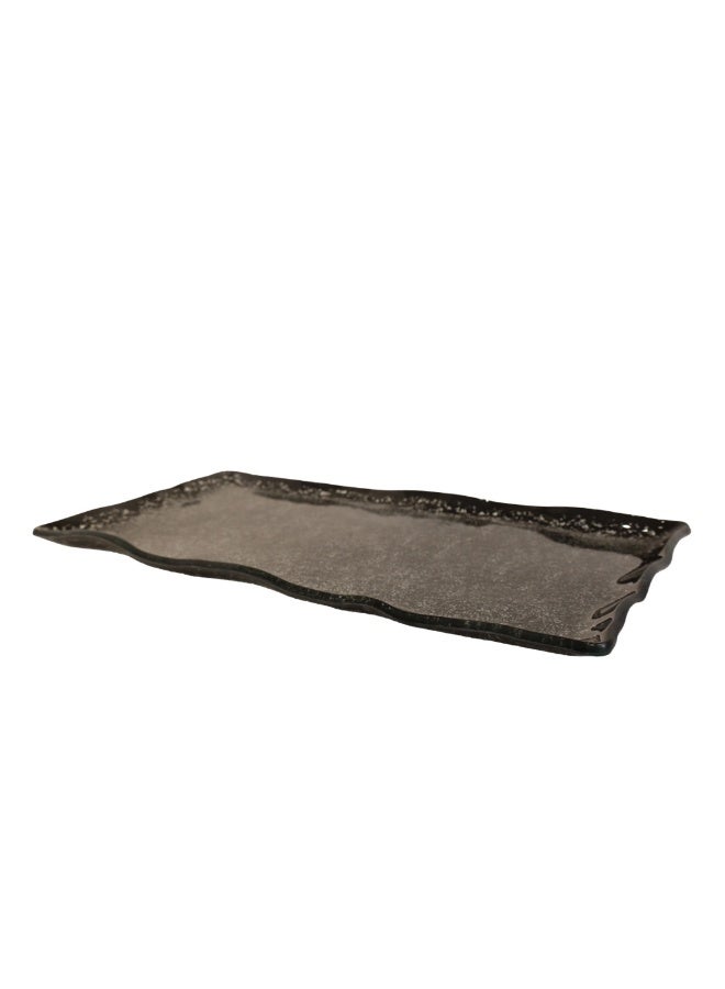 Luxury 3D Black Turkish Crystal Glass Serving Plate (Size: 20.5 CM*39.5 CM*5 MM) (Weight: 1 KG) - For an Unforgettable Dining Experience! - Image 2