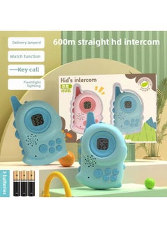 Walkie-talkie Children's Toy Wireless Telephone Dinosaur Play House Parent-child Interactive Telephone-Color:Blue Dinosaur Pair [battery Version] 600 M Wireless Intercom + Flashlight + Watch