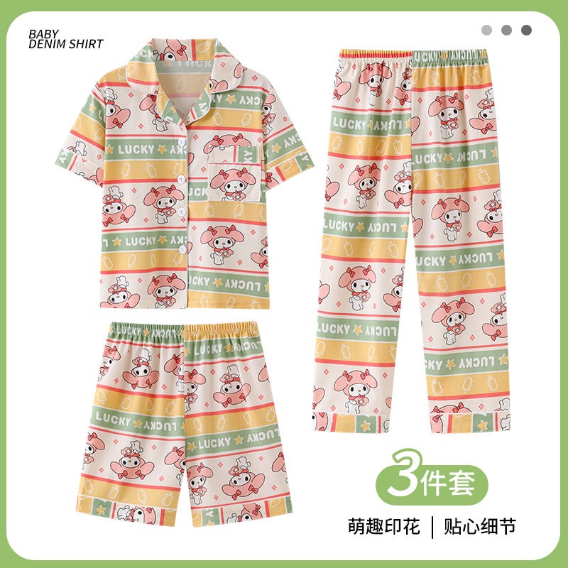 Summer Pajamas Women'S Short-Sleeved Pants Korean Style New Cardigan Three-Piece Set Elegant High-End Men'S Home Clothes Suit - Image 2