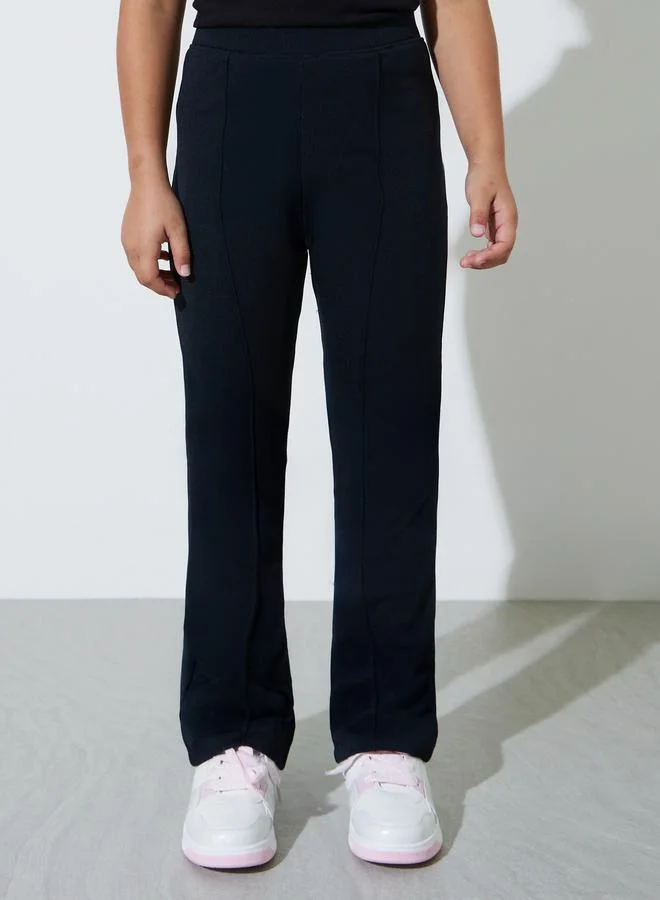 ستايلي Teen Girls Black Fit and Flared Leggings with Pin Tucks