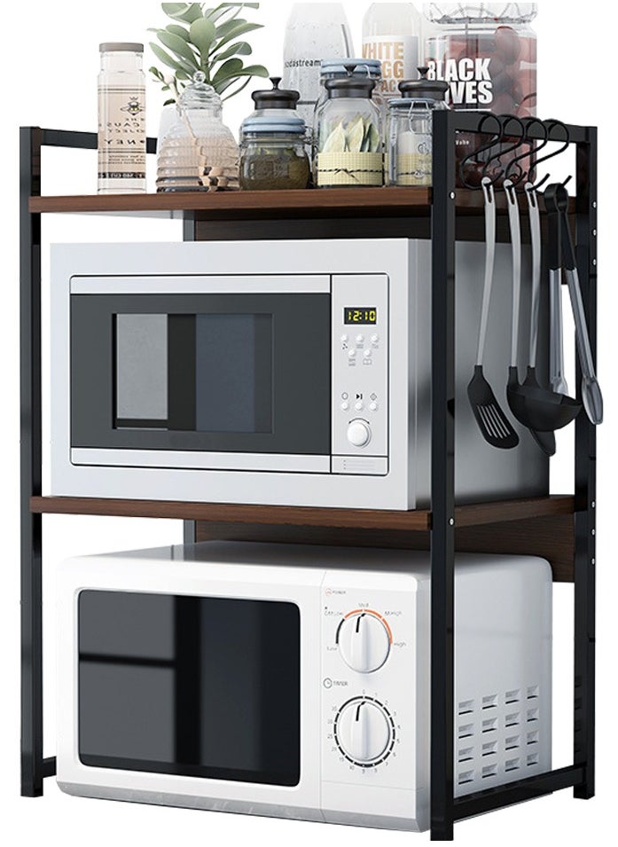 HomarKet 3-Tier Kitchen Microwave Oven Rack Counter Shelf Black 53x73x35cm  - Image 1