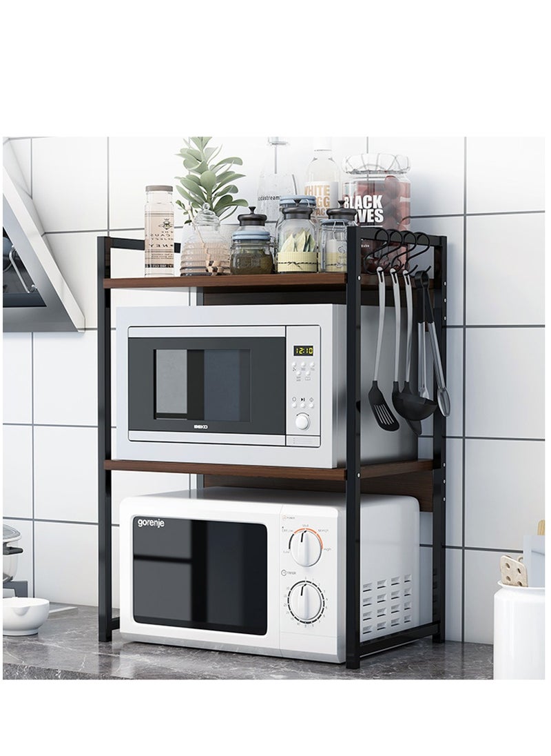 3-Tier Kitchen Microwave Oven Rack Counter Shelf Black 53x73x35cm