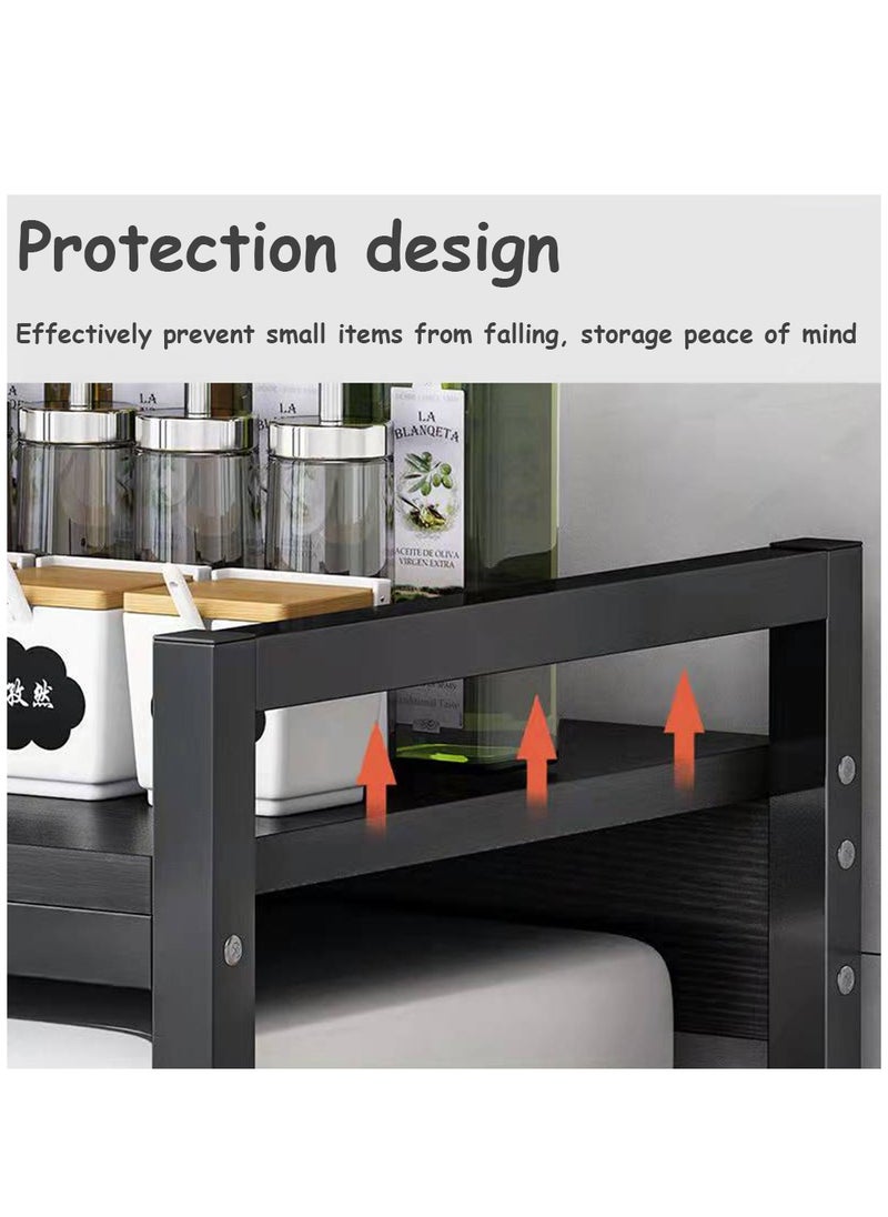 HomarKet 3-Tier Kitchen Microwave Oven Rack Counter Shelf Black 53x73x35cm  - Image 4