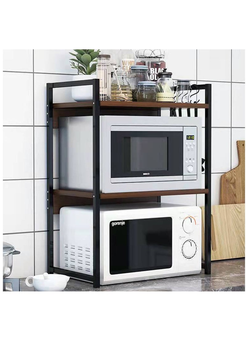 HomarKet 3-Tier Kitchen Microwave Oven Rack Counter Shelf Black 53x73x35cm  - Image 2