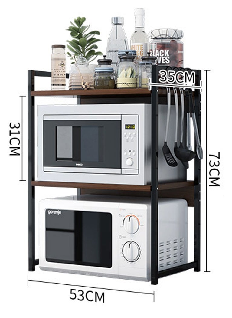 HomarKet 3-Tier Kitchen Microwave Oven Rack Counter Shelf Black 53x73x35cm  - Image 3