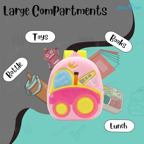 blue tree Cute Boy's and Girl's Plush Kids Bag Full Embroidery Designs Mini Travel Backpack (Tow Truck) - Image 4