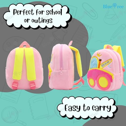 blue tree Cute Boy's and Girl's Plush Kids Bag Full Embroidery Designs Mini Travel Backpack (Tow Truck) - Image 5
