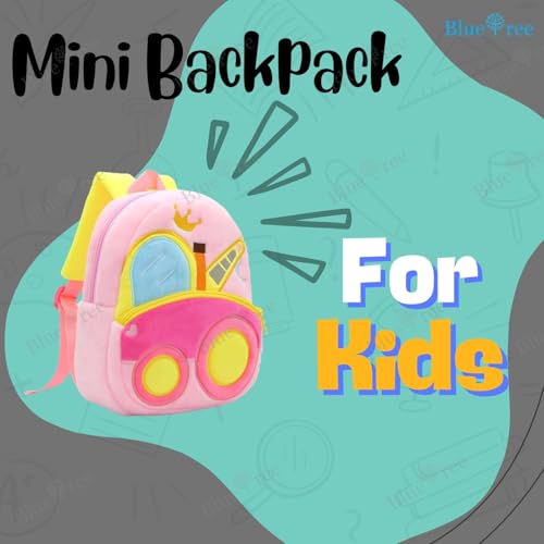 blue tree Cute Boy's and Girl's Plush Kids Bag Full Embroidery Designs Mini Travel Backpack (Tow Truck) - Image 2