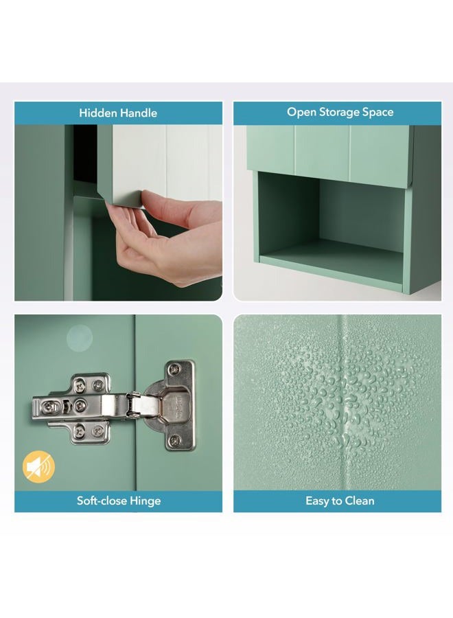 VANIRROR Bathroom Wall Cabinet with Single Door, Soft-Close Hinges, 15x27 inch Wooden Medicine Cabinet for Small Kitchen, Laundry, Entryway, Durable MDF Construction - Image 4