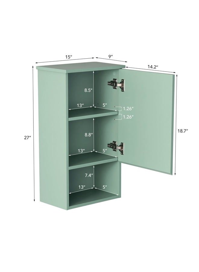VANIRROR Bathroom Wall Cabinet with Single Door, Soft-Close Hinges, 15x27 inch Wooden Medicine Cabinet for Small Kitchen, Laundry, Entryway, Durable MDF Construction - Image 2