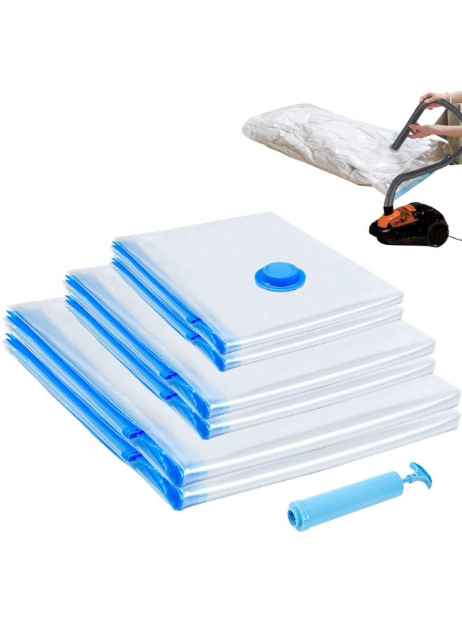 حزمة من 12 كيس تخزين بفراغ، كيسات إغلاق بفراغ للملابس مع مضخة يدوية، 2 كبير+3 متوسط+3 صغير+3 صغير جداً+1 مضخة يدوية، كيسات توفير مساحة بنسبة 80% للملابس والوسائد والبطانيات والبطاطين، ضروريات المنزل والسفر - Image 1