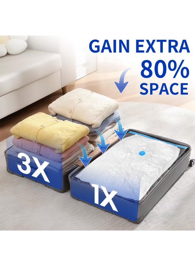 حزمة من 12 كيس تخزين بفراغ، كيسات إغلاق بفراغ للملابس مع مضخة يدوية، 2 كبير+3 متوسط+3 صغير+3 صغير جداً+1 مضخة يدوية، كيسات توفير مساحة بنسبة 80% للملابس والوسائد والبطانيات والبطاطين، ضروريات المنزل والسفر - Image 3