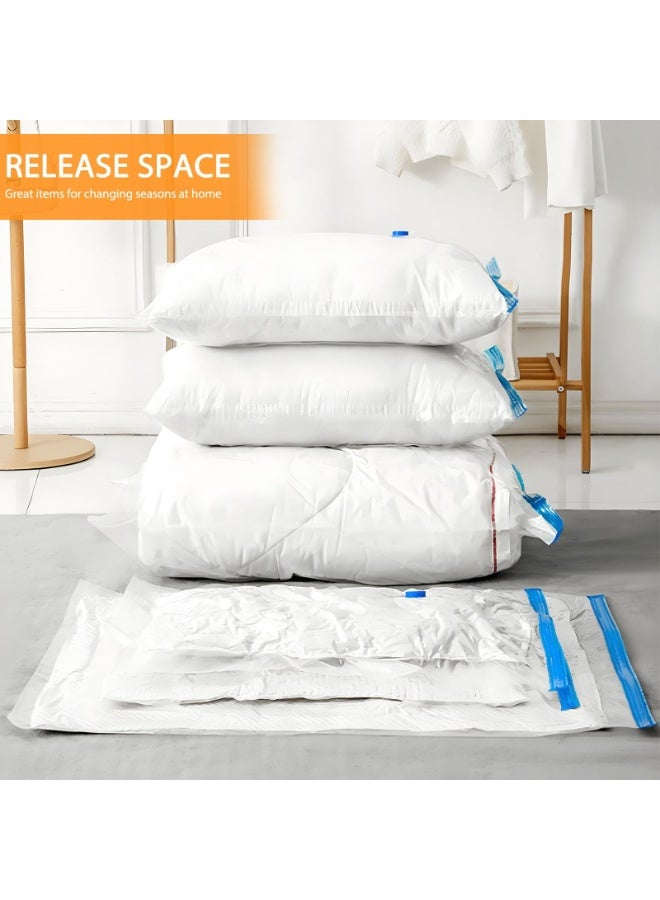 حزمة من 12 كيس تخزين بفراغ، كيسات إغلاق بفراغ للملابس مع مضخة يدوية، 2 كبير+3 متوسط+3 صغير+3 صغير جداً+1 مضخة يدوية، كيسات توفير مساحة بنسبة 80% للملابس والوسائد والبطانيات والبطاطين، ضروريات المنزل والسفر - Image 2