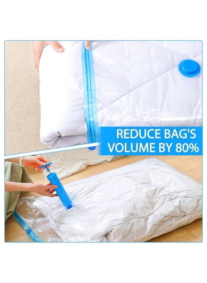 حزمة من 12 كيس تخزين بفراغ، كيسات إغلاق بفراغ للملابس مع مضخة يدوية، 2 كبير+3 متوسط+3 صغير+3 صغير جداً+1 مضخة يدوية، كيسات توفير مساحة بنسبة 80% للملابس والوسائد والبطانيات والبطاطين، ضروريات المنزل والسفر - Image 5