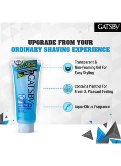GATSBY Shaving Gel - Cool Type 205Gm Each | Pack Of 2 | Non Foaming & Transparent Type | For Trendy Beard Styling | Contains Moisturizer | Powered With Menthol For Fresh & Cooling Sensation  - Image 2