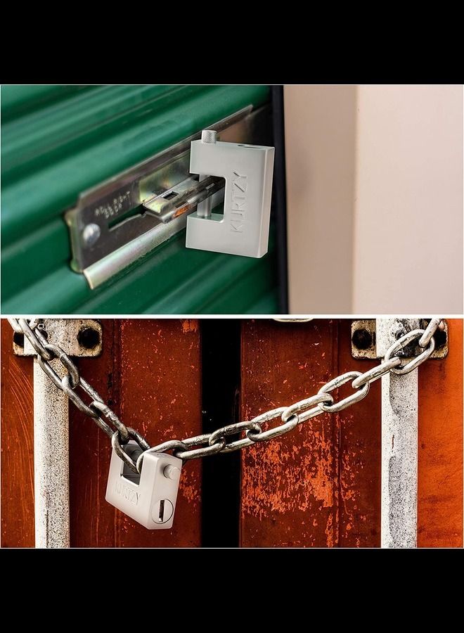 Kurtzy Heavy Duty Padlock with 3 Keys Hardened Solid Steel Hardware Monoblock Lock - Image 2