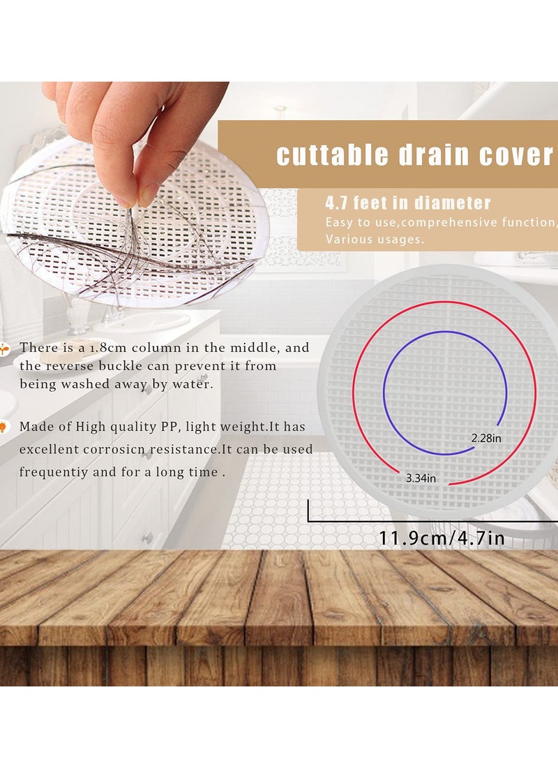 SOLARAE Shower Drain Filter, Shower Hair Extension Mesh Plastic Floor Sink Strainer Can Be Cut Easy to Install and Clean, Fits Different Size Drain Openings, Bathroom, Washbasin, Tub, Kitchen (4 Pieces) - Image 3
