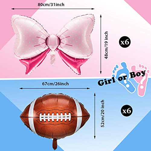 Sumind 12 Pcs Football Gender Reveal Decorations 31 Inch Pink Bow Balloons 26 Inch Football Foil Balloons Party Favors Supplies Accessories or Gender Reveal Party Baby Shower Birthday - Image 5