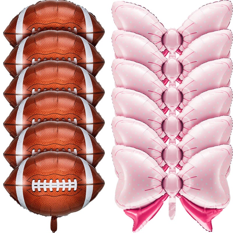 Sumind 12 Pcs Football Gender Reveal Decorations 31 Inch Pink Bow Balloons 26 Inch Football Foil Balloons Party Favors Supplies Accessories or Gender Reveal Party Baby Shower Birthday - Image 3