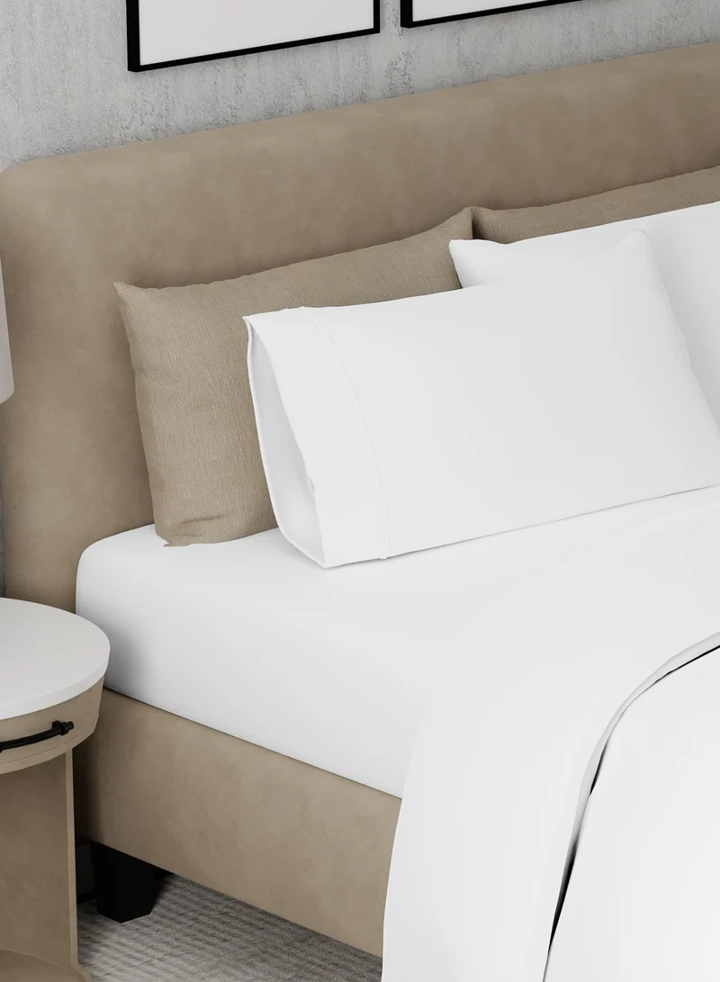 Color Sense Solid 1 Duvet Cover + 2 Pillow Cases Queen Cotton White 200x200cm
