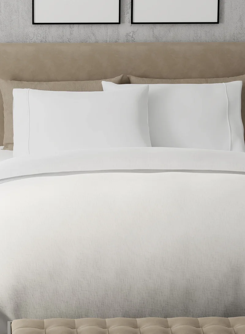 Color Sense Solid 1 Duvet Cover + 2 Pillow Cases Queen Cotton White 200x200cm