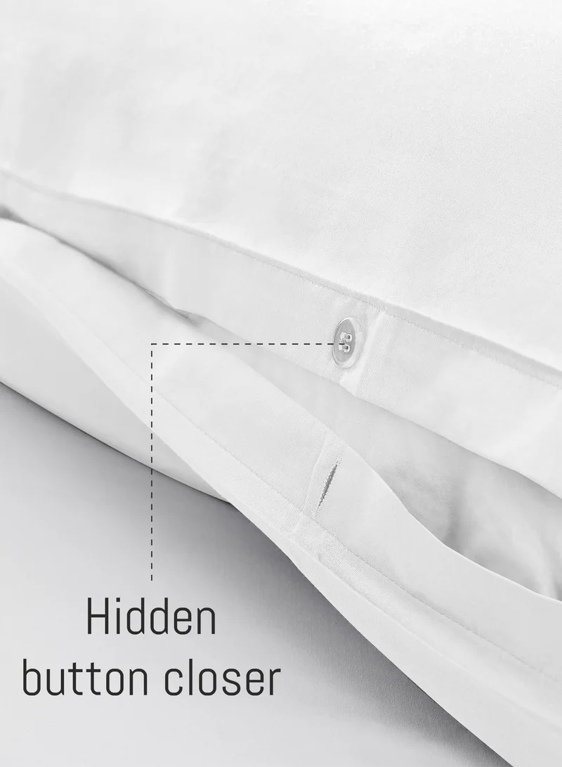 Color Sense Solid 1 Duvet Cover + 2 Pillow Cases Queen Cotton White 200x200cm