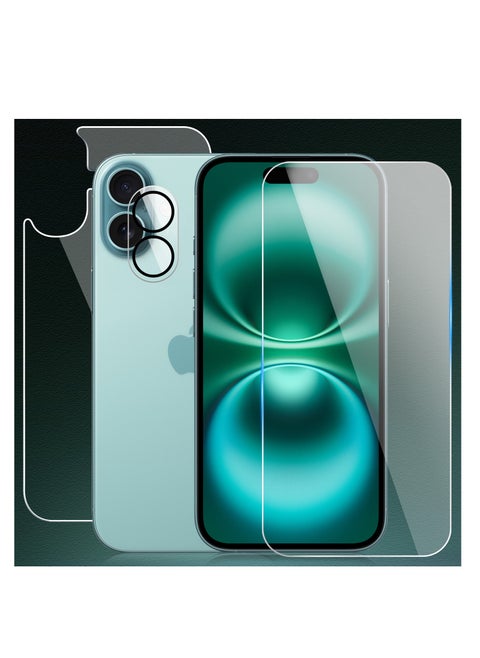 3 in 1 Screen Protector for iPhone 16 Plus, Front and Back Tempered Glass Screen Protector, Camera Lens Protector Ultra Thin Bubble Free(6.7 inch)