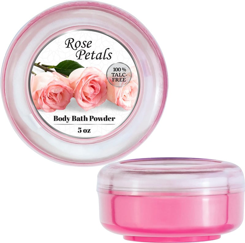 R-NEU Body Powder for Women with Powder Puff, 100% Talc-Free, Elegant Rose Petals Scented Dusting Powder, After Bath for Soft Skin, Extra Large, 1 Pack (5oz) - Image 2