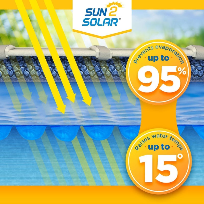 Sun2Solar Blue 12 ft Round Pool Solar Cover | 800 Series | Heat Retaining Blanket for Above Ground & Inground Swimming Pools | Use The Sun's Natural Energy to Heat Pool | Bubble Heating Blankets - Image 2