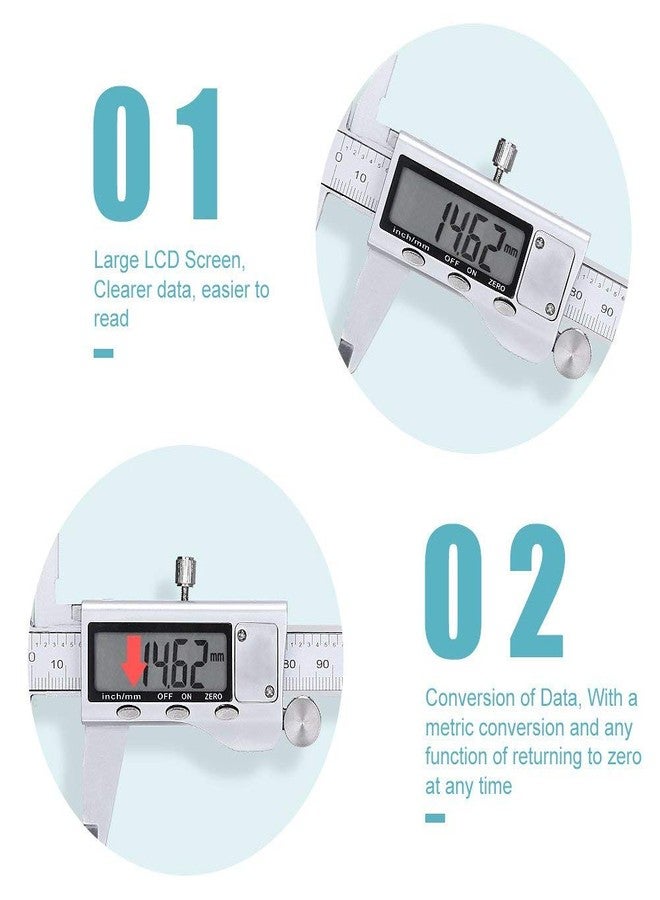 Louisware Digital Caliper Measuring Tool, Stainless Steel Vernier Caliper Digital Micrometer with Large LCD Screen, 6 Inch Caliper Tool for DIY/Household, Auto-Off Feature, Inch and Millimeter Conversion - Image 3