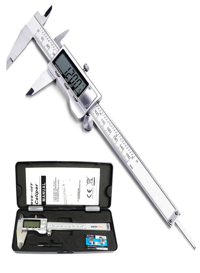 Louisware Digital Caliper Measuring Tool, Stainless Steel Vernier Caliper Digital Micrometer with Large LCD Screen, 6 Inch Caliper Tool for DIY/Household, Auto-Off Feature, Inch and Millimeter Conversion - Image 1