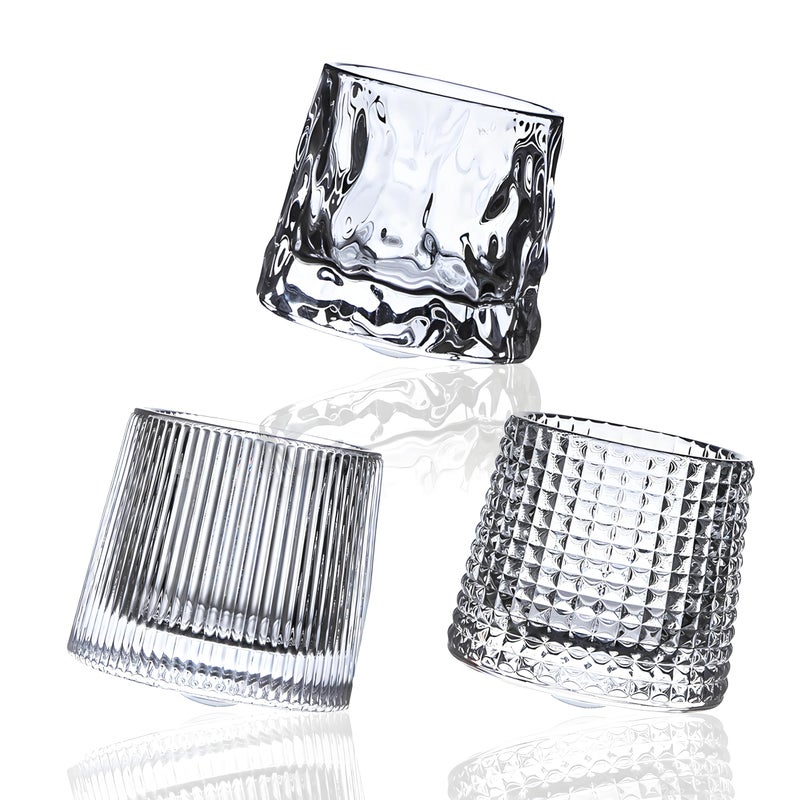 RareCi Crystal Whiskey Glasses 5 OZ Set of 3, Rotatable Old Fashioned Glasses, Tumbler Rocks Bar Glass for Drinking Bourbon, Scotch, Cocktails, Cognacï¼ˆSmall Sizeï¼‰ - Image 1